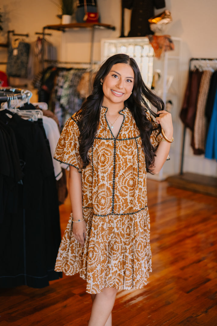 Shell Stitched Trim Dress