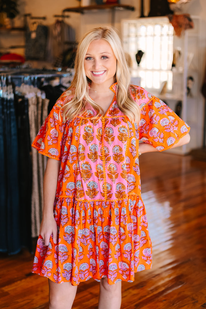 Patched In Block Prints Dress