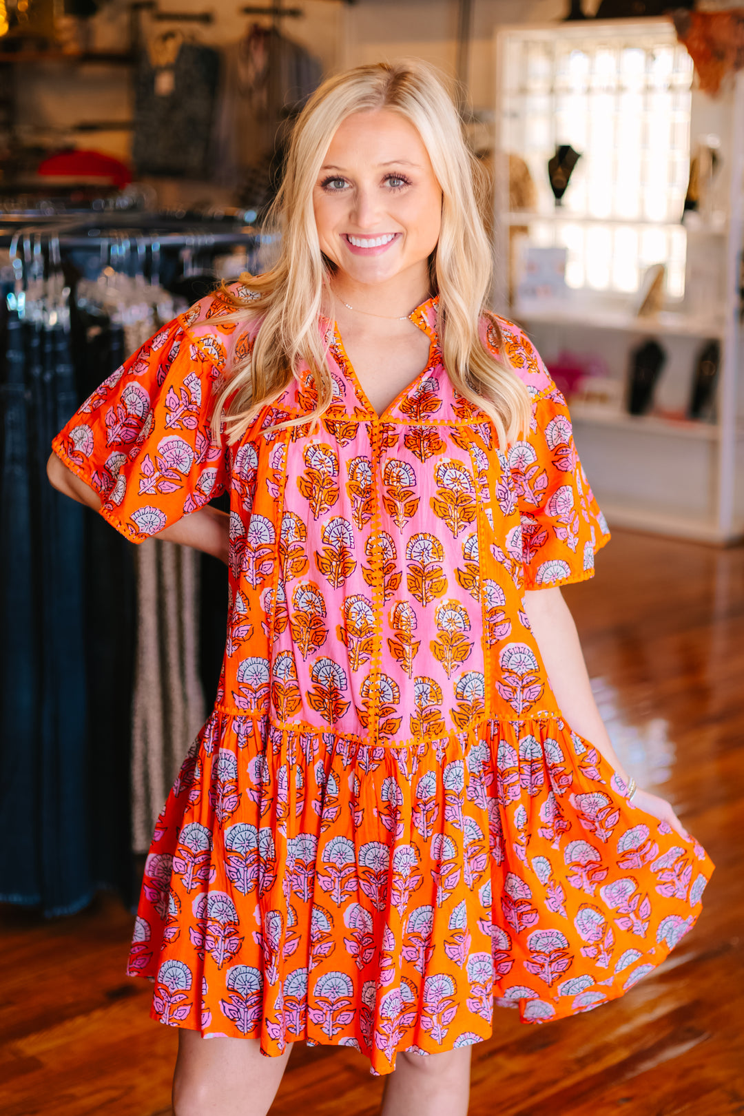 Patched In Block Prints Dress