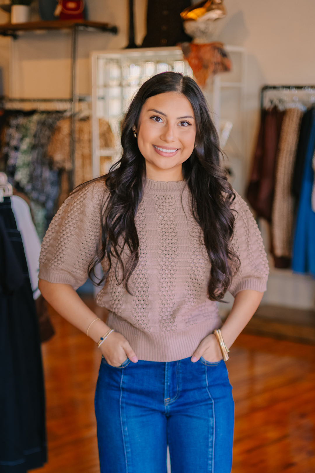 Solid Sweater Knit Pullover Top