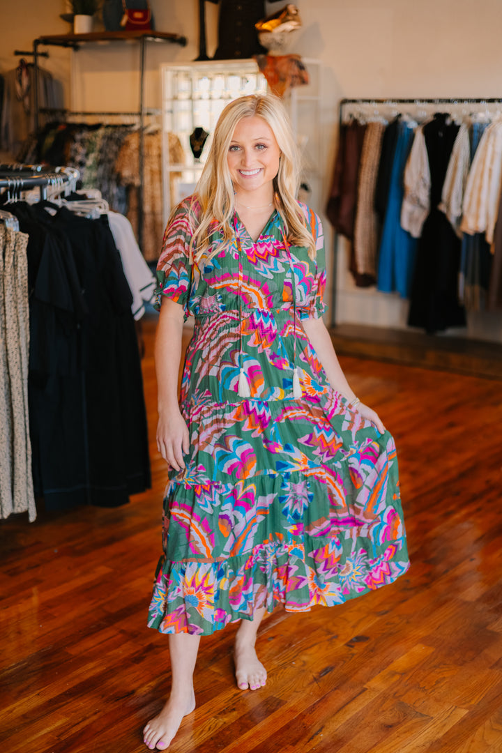 Puff Sleeve Tiered Maxi Dress