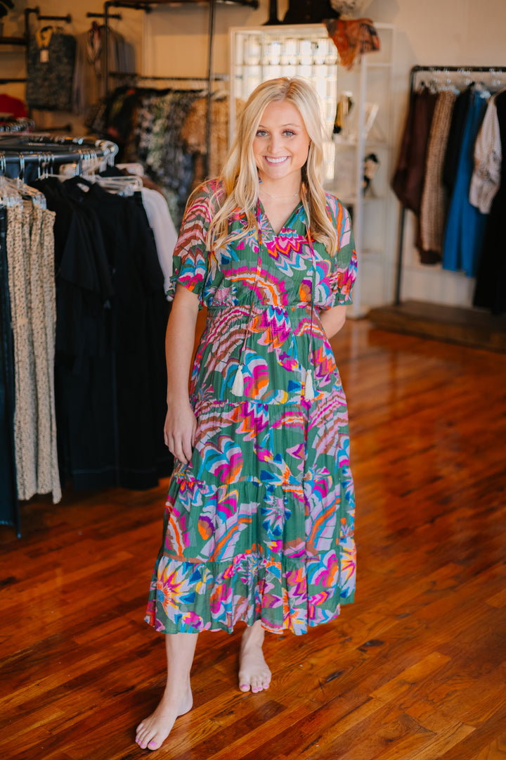 Puff Sleeve Tiered Maxi Dress