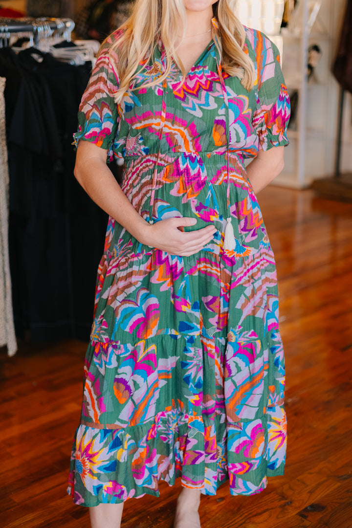 Puff Sleeve Tiered Maxi Dress