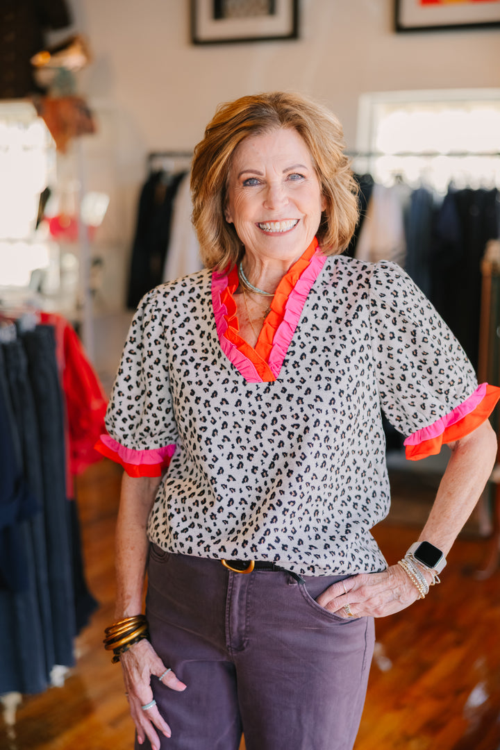 Animal Print Knit Top