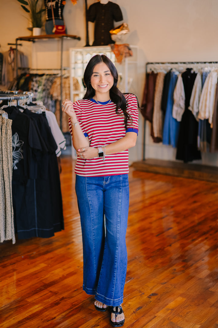 Striped Short Sleeve Top