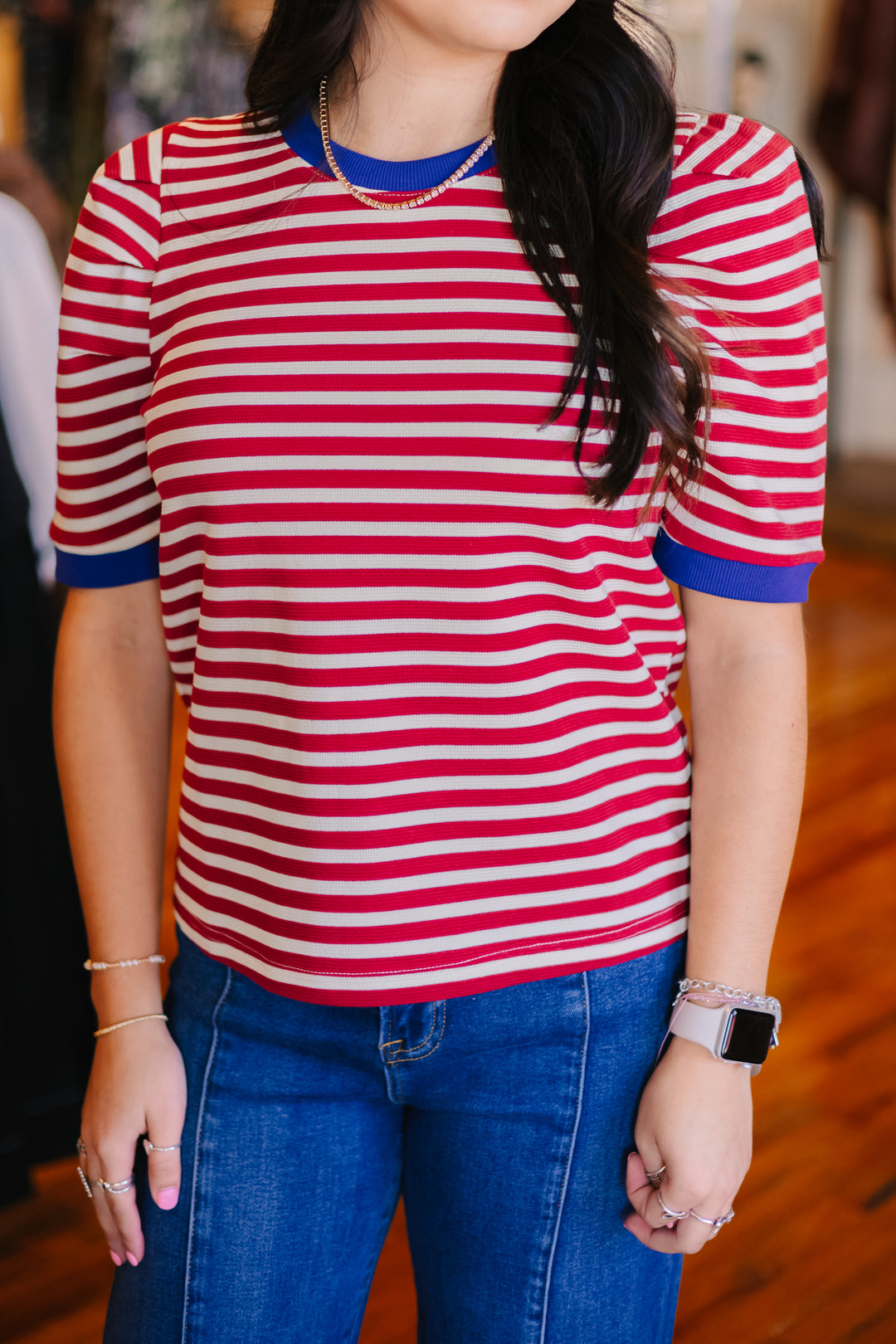 Striped Short Sleeve Top