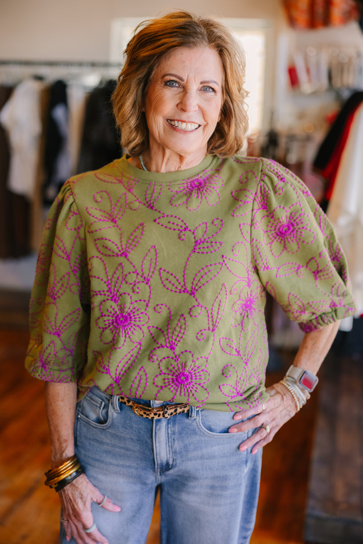 Floral Vines Knit Top