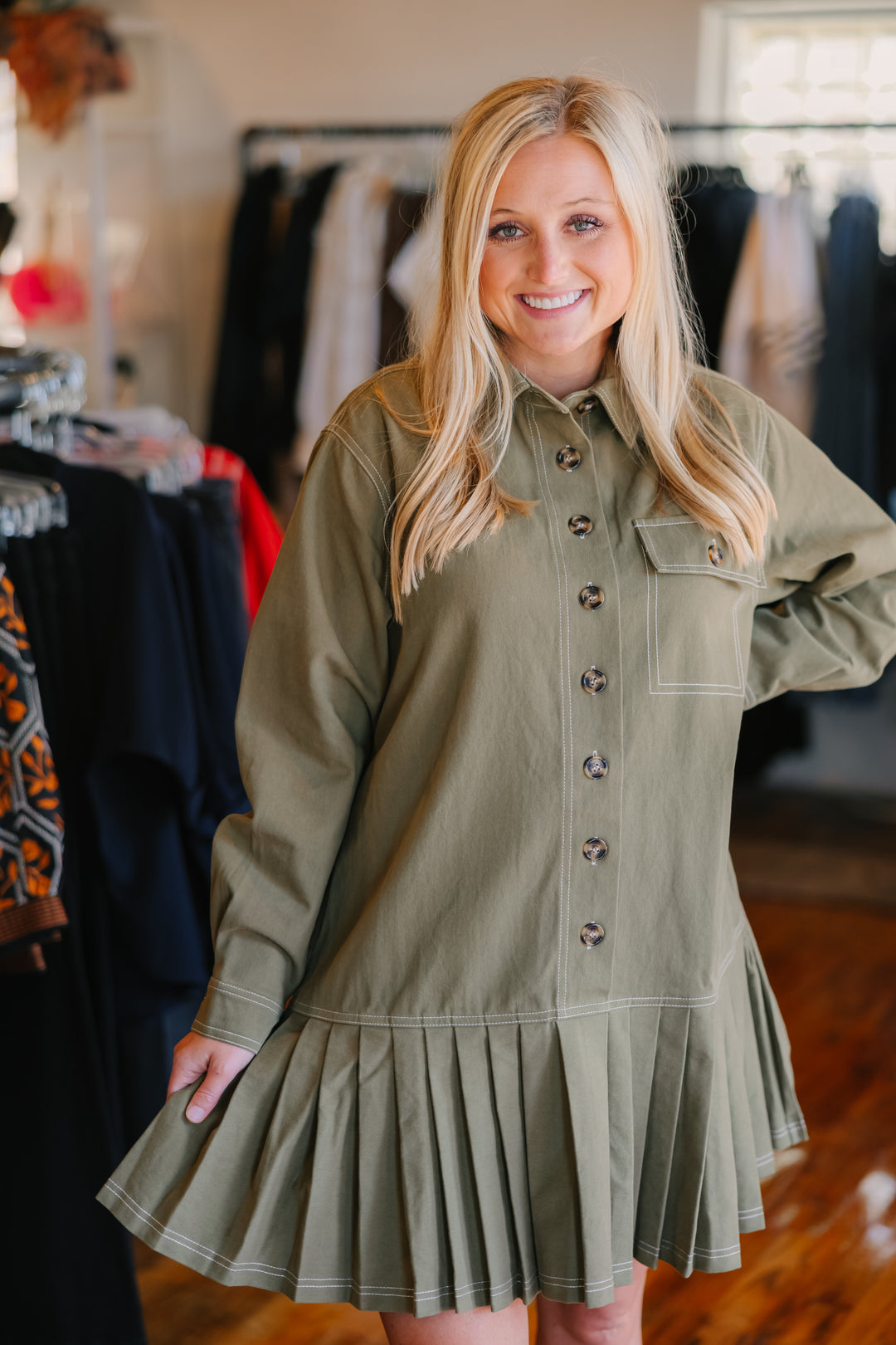 Button Up Mini Dress