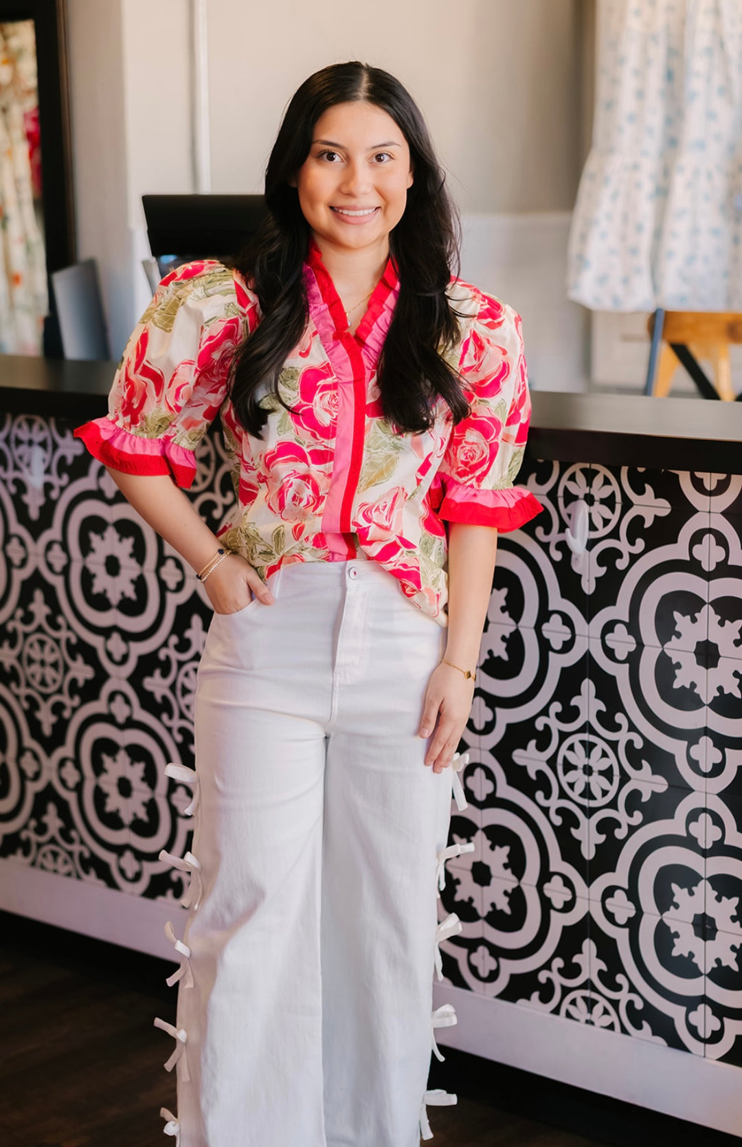 Floral Multicolor Ruffle Top