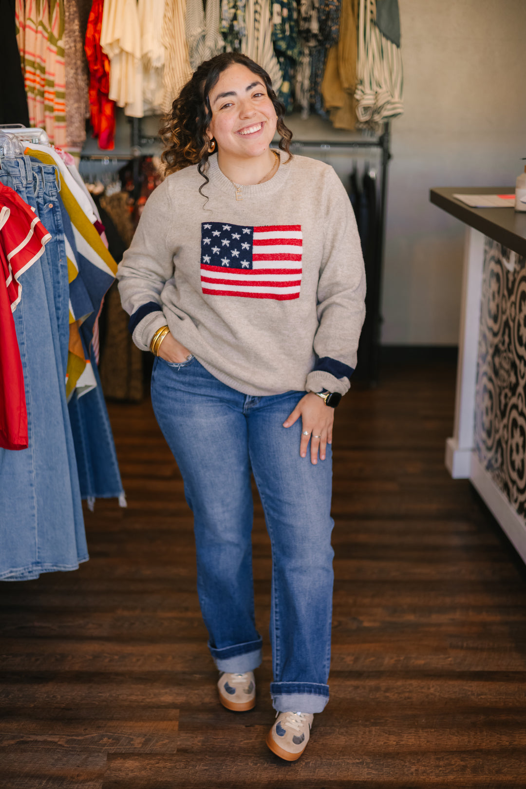 Knit Flag Detail Sweater