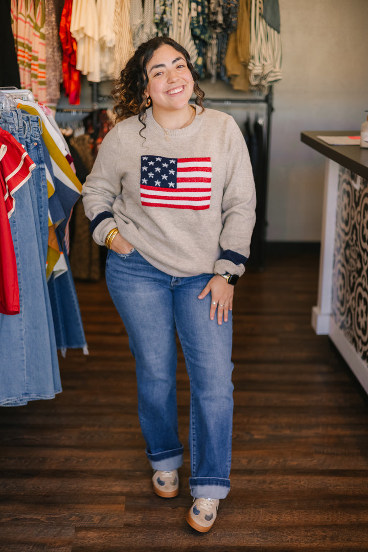 Knit Flag Detail Sweater