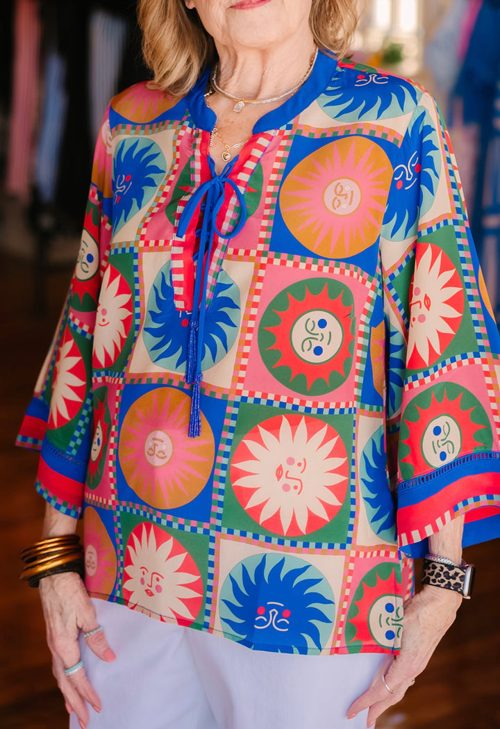 Front Tie Villa Blouse