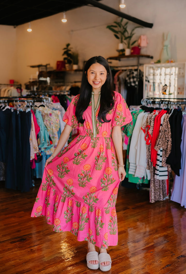 Puff Sleeve Flower Dress