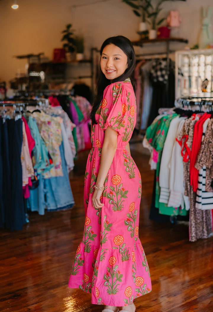 Puff Sleeve Flower Dress