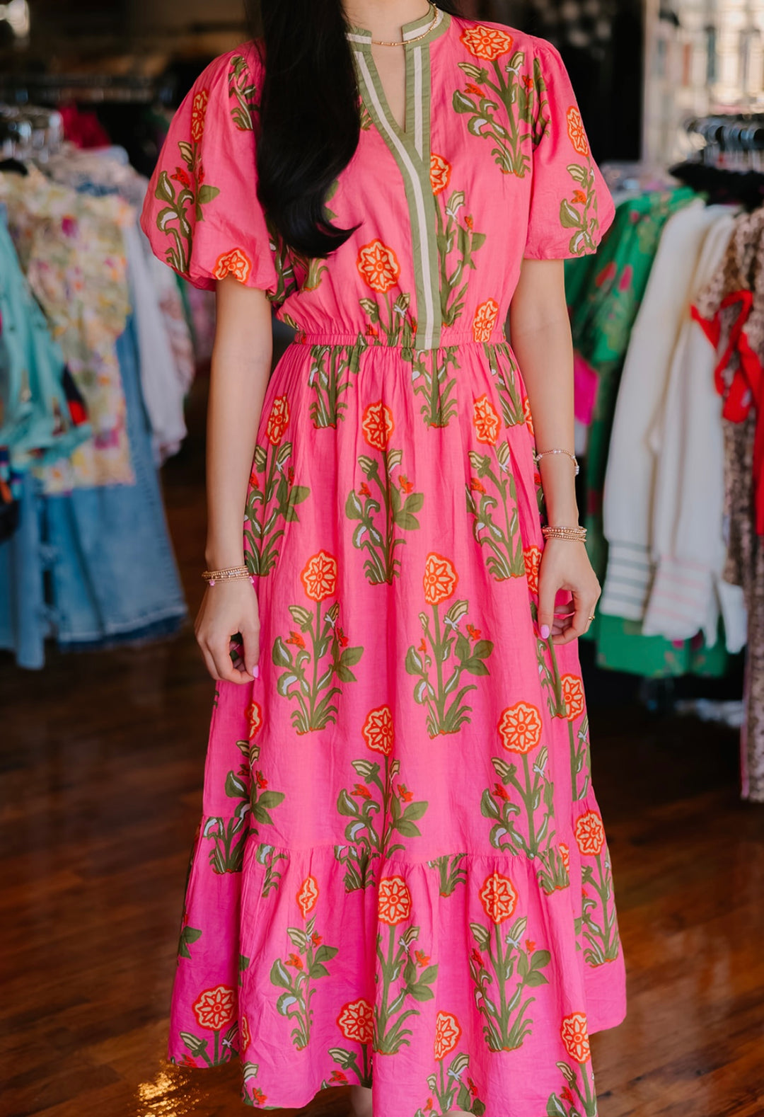 Puff Sleeve Flower Dress
