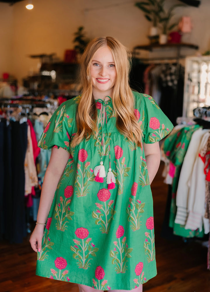Puff Sleeve Flower Dress
