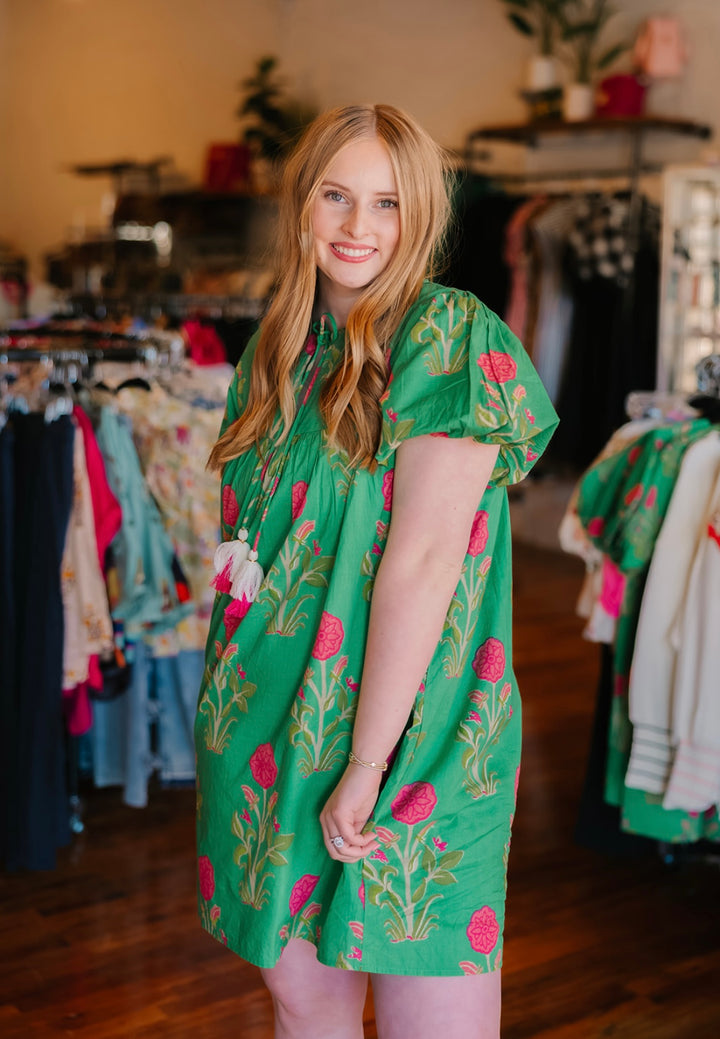 Puff Sleeve Flower Dress