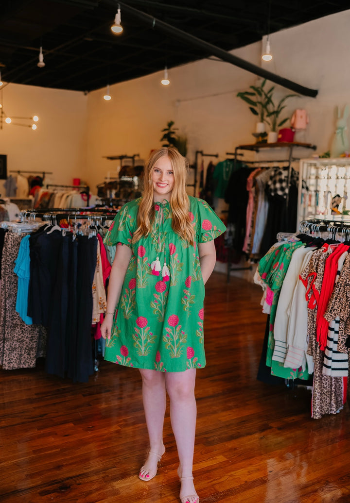 Puff Sleeve Flower Dress
