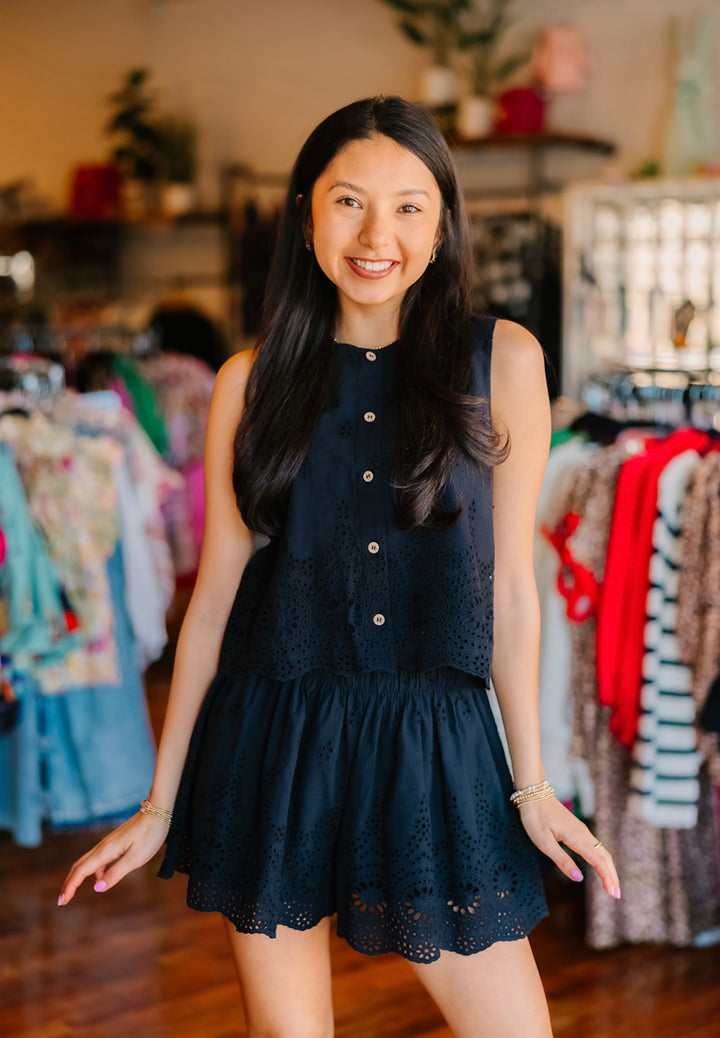 Sleeveless Button Up Top
