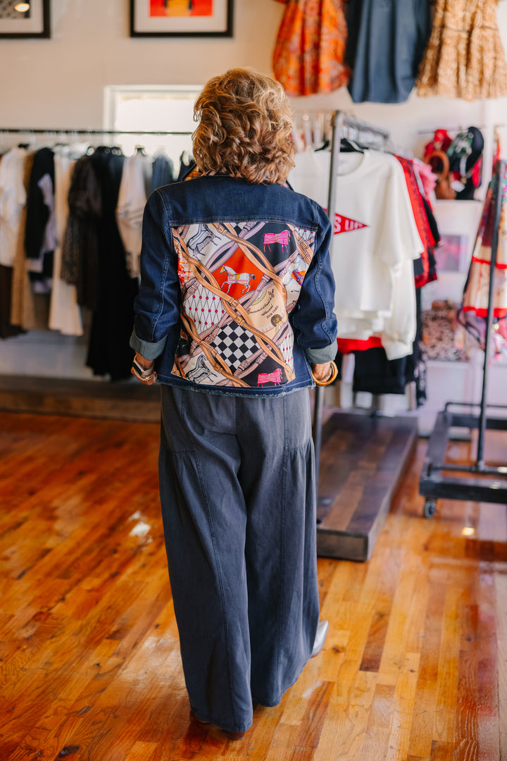 The Dark Denim Jacket Horse With Straps