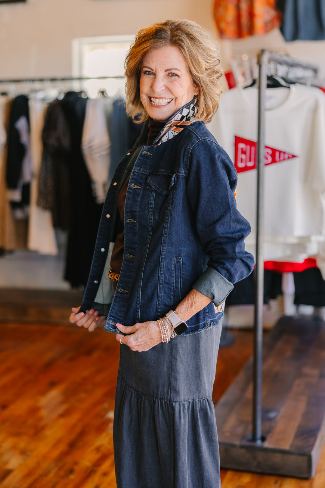 The Dark Denim Jacket Horse With Straps