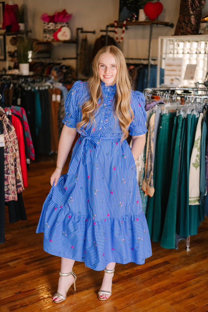 Striped Floral Maxi Dress