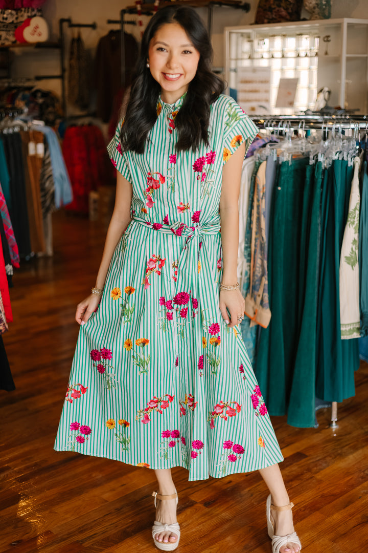 Striped Floral Maxi Dress