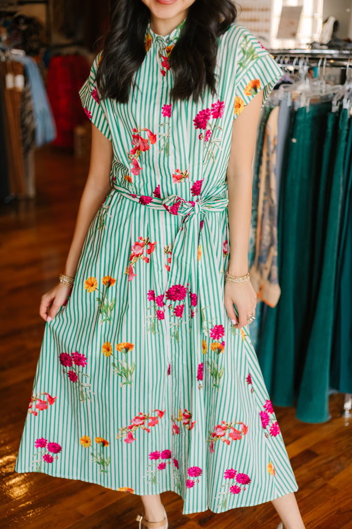 Striped Floral Maxi Dress