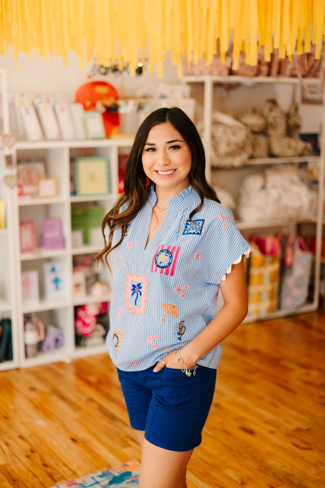 Short Sleeve Gingham Top