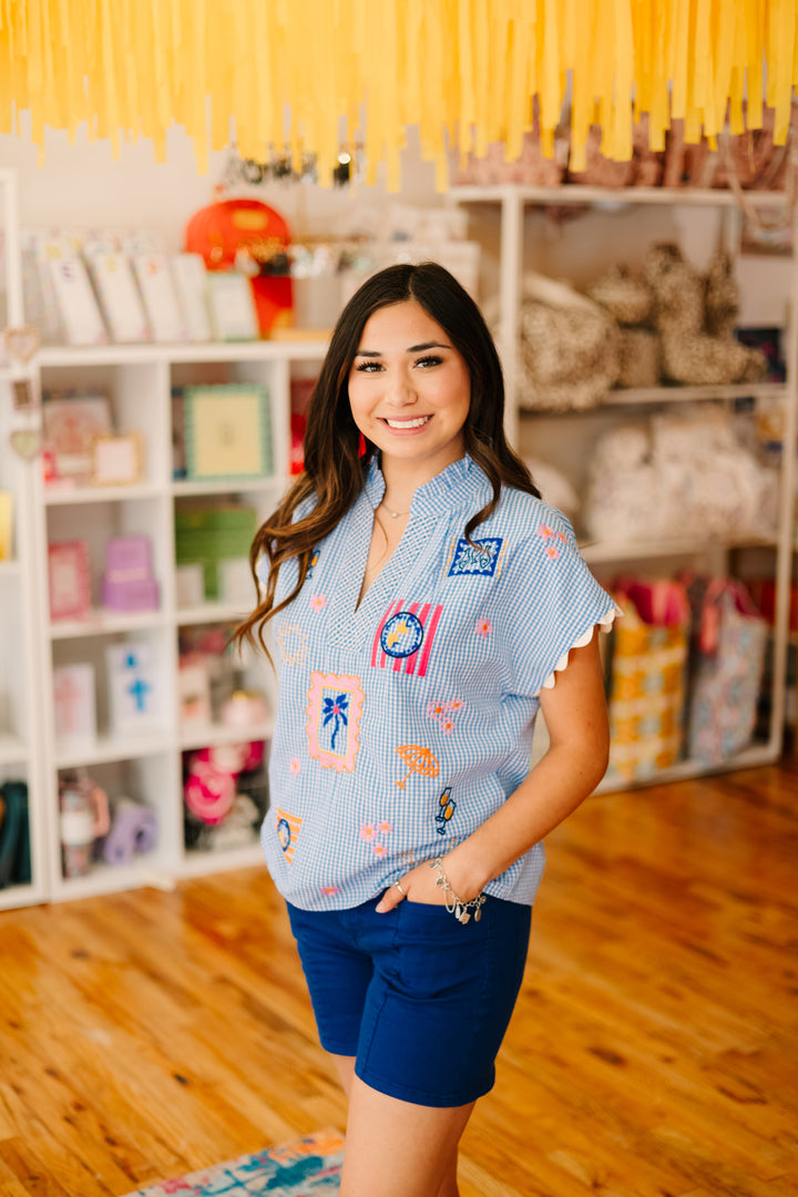 Short Sleeve Gingham Top