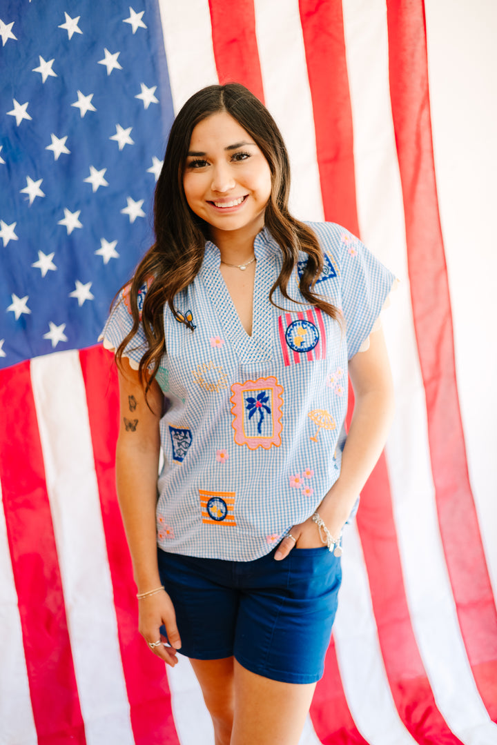 Short Sleeve Gingham Top