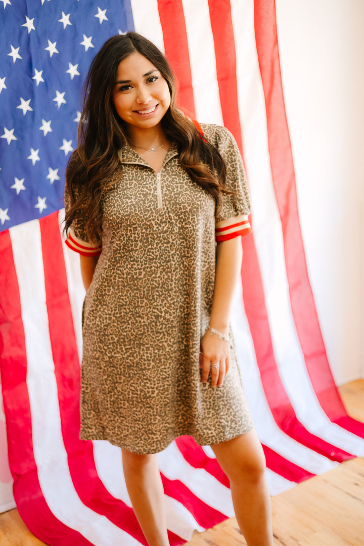 Leopard Half Zip Dress