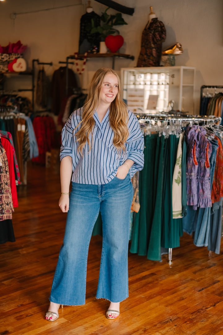 Striped Collared Chic Blouse