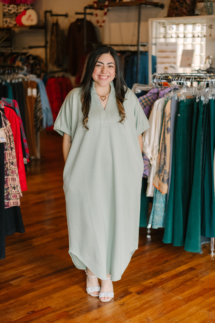 Solid Short Sleeve Dress