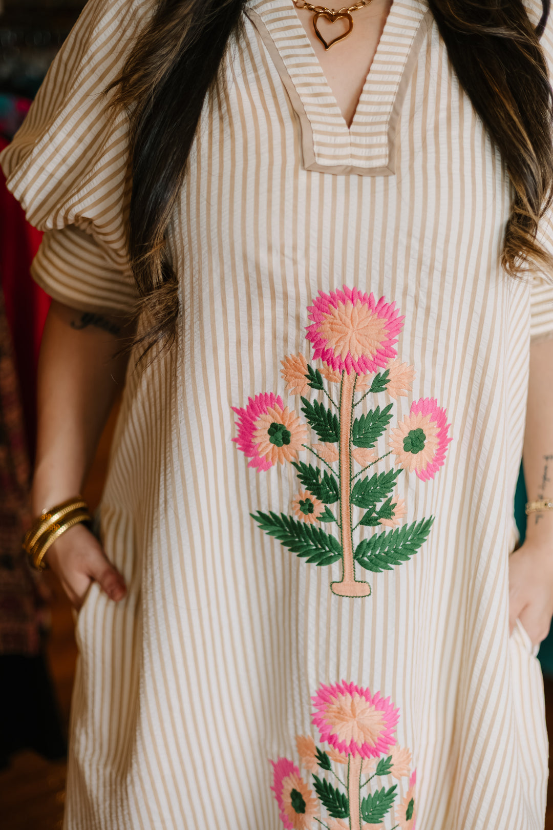 Striped Midi Floral Dress
