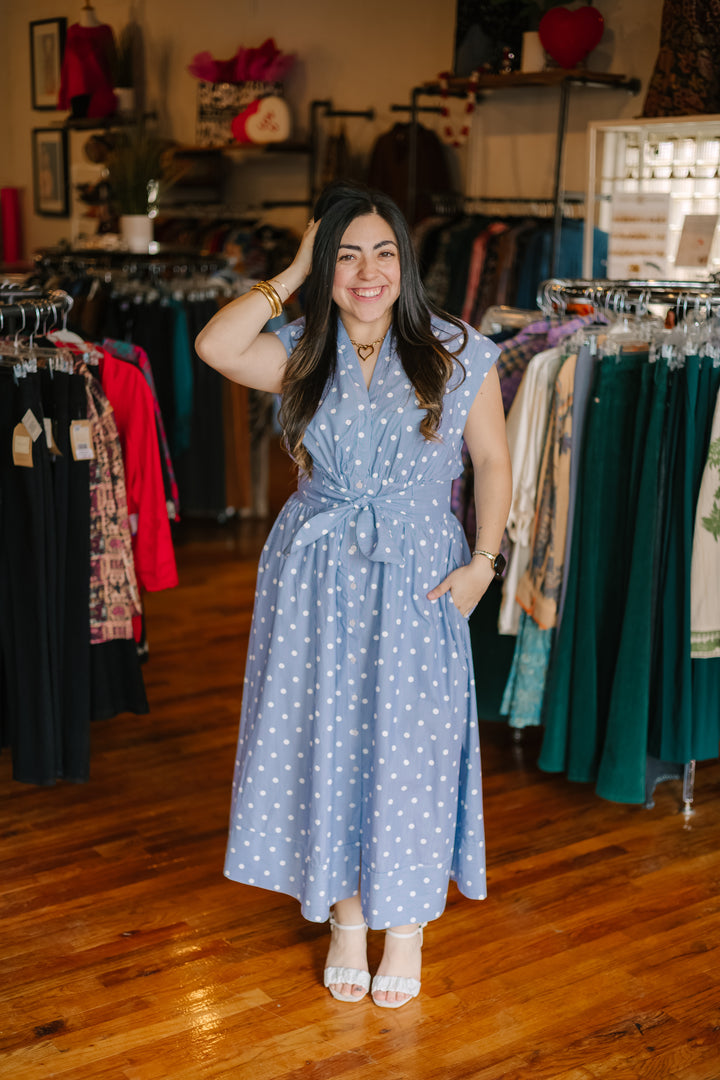 Cap Sleeve Button Down Dress