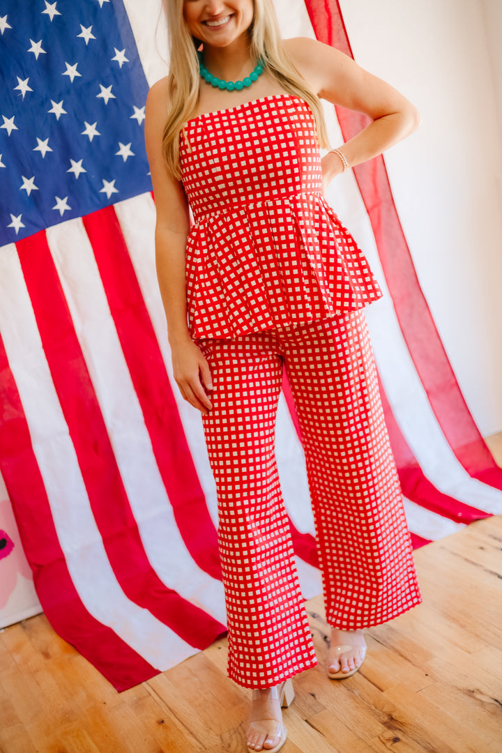 Checkered Wide Leg Pant