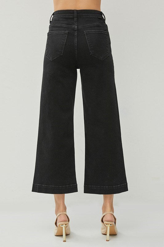 High Rise Wide Ankle Jeans