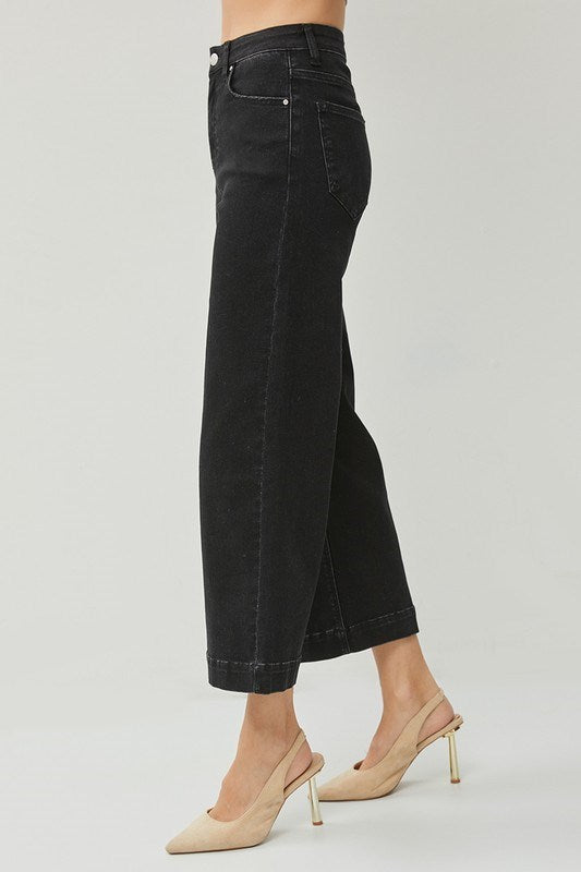 High Rise Wide Ankle Jeans