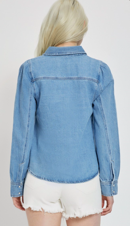 Shirring Sleeve Denim Shirt