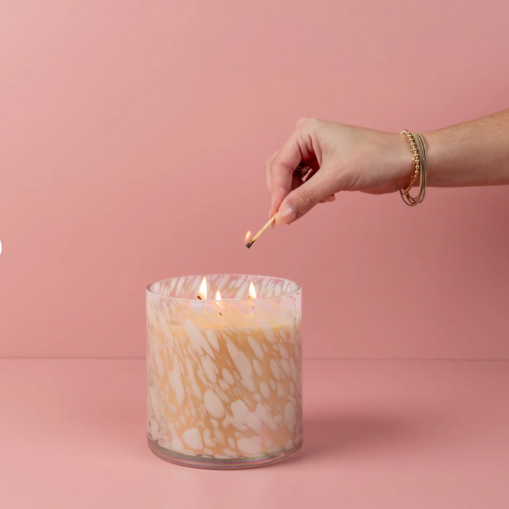 Iridescent Marble Circle Candle