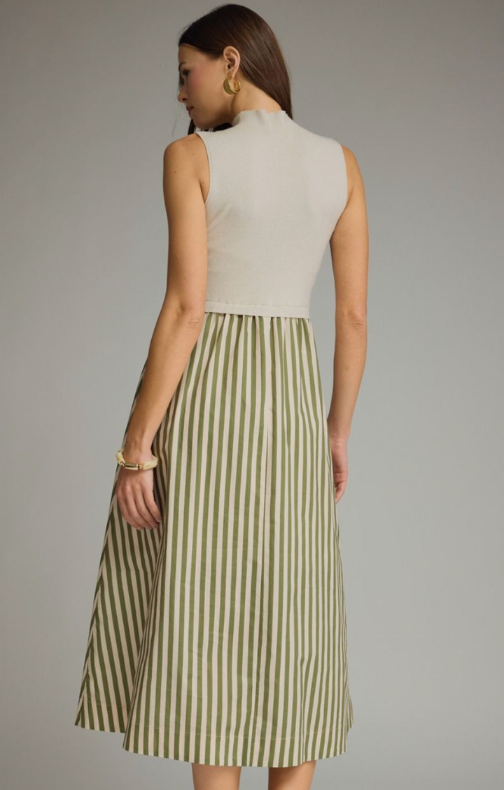 Solid Mock Neck Midi Dress