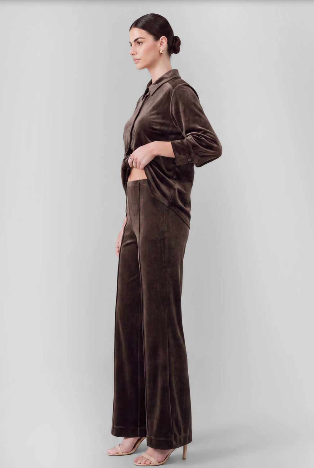 Velvet Pintuck Seam Pant