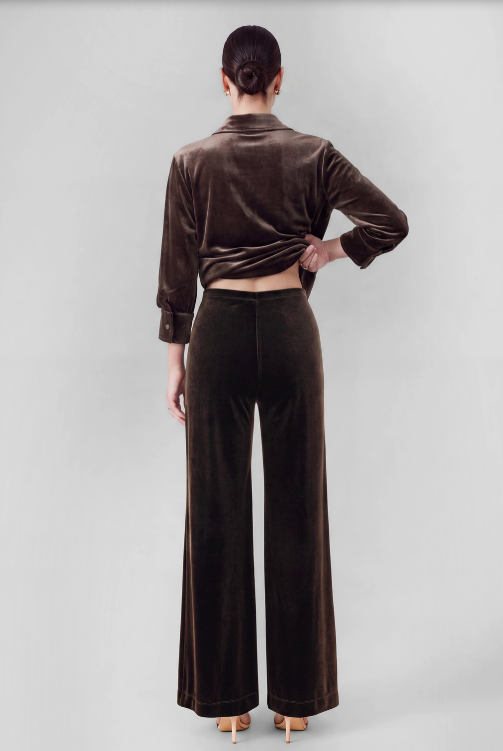 Velvet Pintuck Seam Pant