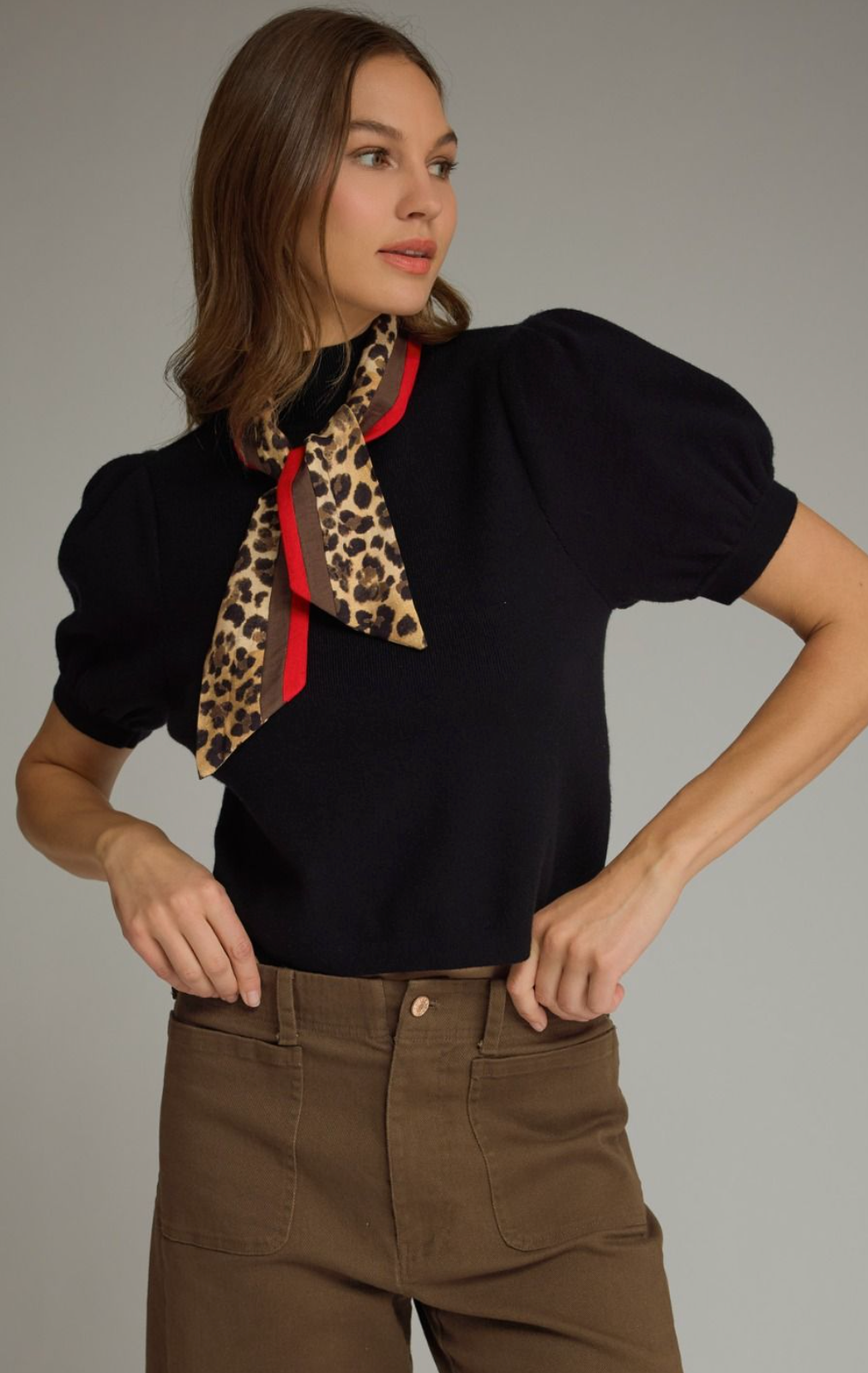 Knit Top W Detachable Scarf