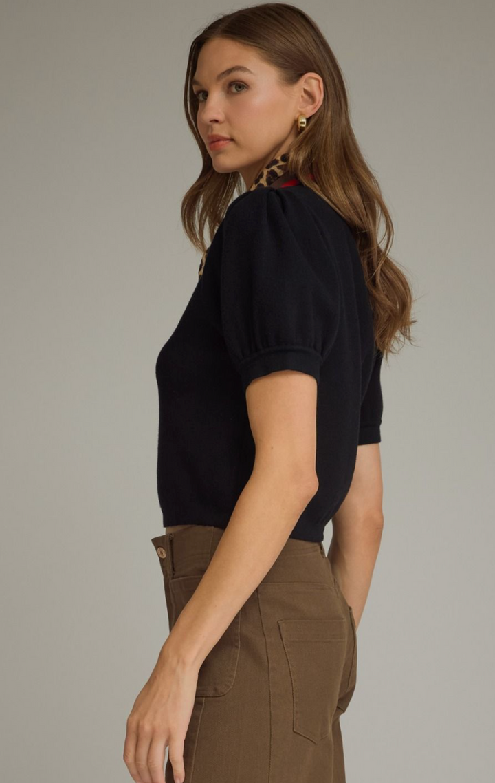 Knit Top W Detachable Scarf