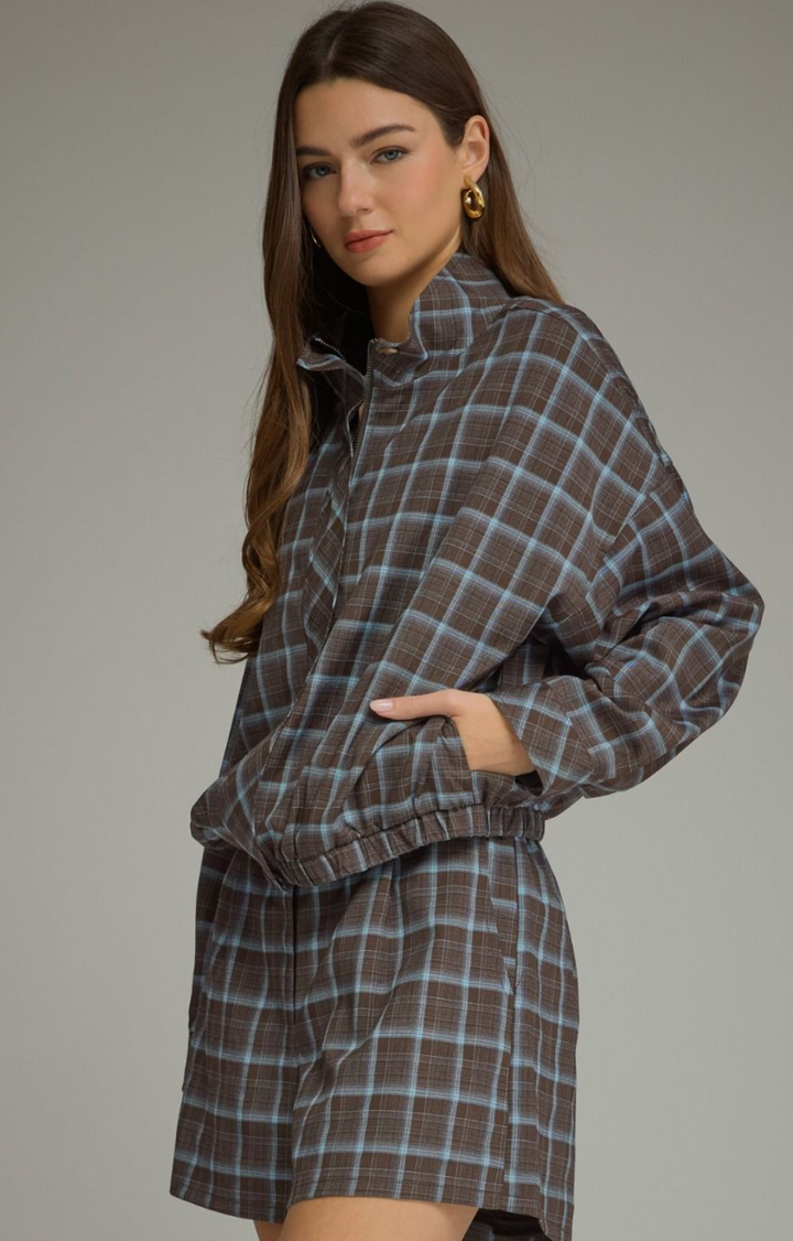 Plaid Zip Up Jacket