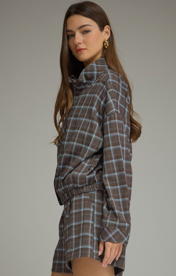 Plaid Zip Up Jacket