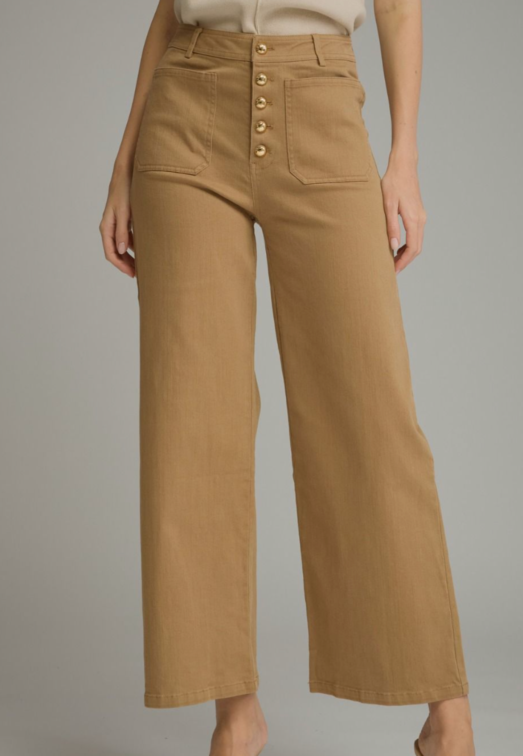 Solid wide leg pants