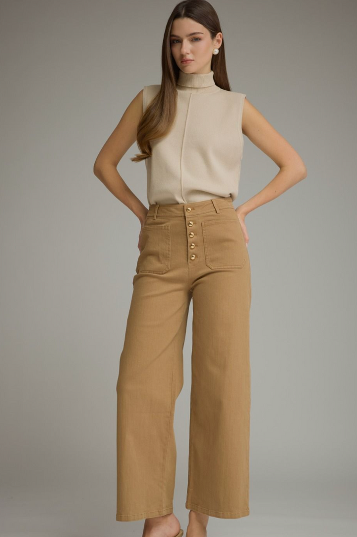 Solid wide leg pants